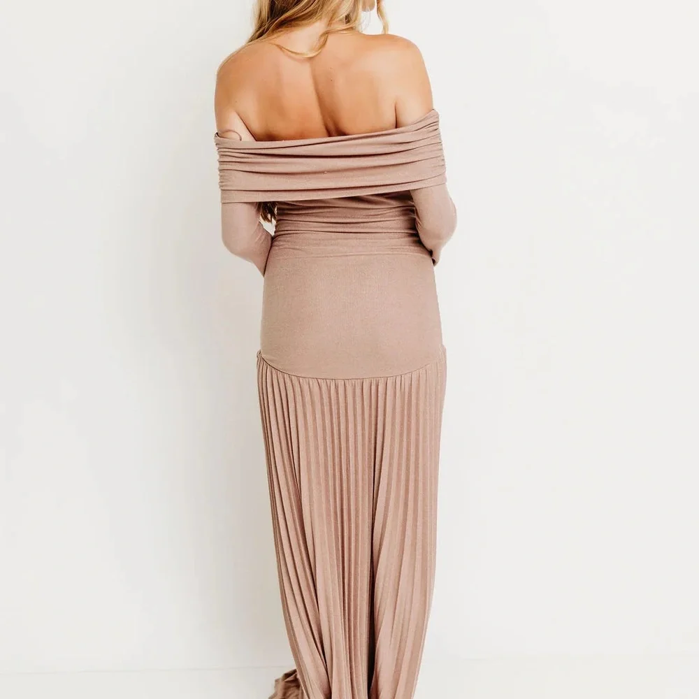 Worth Collective Lennox Long Sleeve Maxi Dress in Taupe - Bump Friendly NWT - Picture 11 of 15